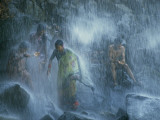 Pilgrims Bathe in the Narmada's 160-Foot-Tall Kadil Dhara Waterfall