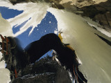 An Ice Climber Tackling the Formation known as Broken Hearts