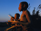 Newly Circumcised Boys from the Luvale Tribe Greet the Dawn