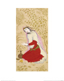Kneeling Woman Counting on Her Fingers  Signed by Mu' in Musavvir