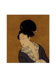 Woman at Her Morning Toilette  a Hanging Scroll Painting