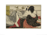 Lovers in an Upstairs Room  from Uta Makura ('Poem of the Pillow')  a Colour Woodblock Print