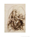 Virgin and Child with Cat  a Drawing