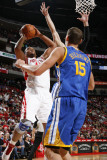 Golden State Warriors v Houston Rockets: Chuck Hayes and Andris Biedrins