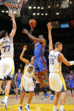 New York Knicks v Golden State Warriors: Amare Stoudamire  Vladimir Radmanovic and Andris Biedrins