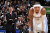 New York Knicks v Denver Nuggets: Mike D'Antonio and Carmelo Anthony