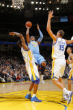 Denver Nuggets v Golden State Warriors: Carmelo Anthony andris Biedrins and Dorell Wright