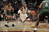 Milwaukee Bucks v Cleveland Cavaliers: Mo Williams  Brandon Jennings and Corey Maggette
