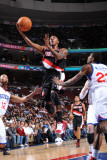 Portland Trail Blazers v Philadelphia 76ers: Armon Johnson  Louis Williams and Evan Turner