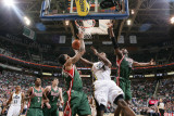 Milwaukee Bucks v Utah Jazz: CJ Miles  Chris Douglas-Matthews and Luc Mbah a Moute