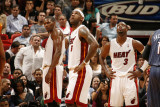 Charlotte Bobcats v Miami Heat: Chris Bosh  LeBron James and Dwyane Wade