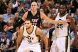 Miami Heat v Utah Jazz: Deron Williams and Zydrunas Ilgauskas
