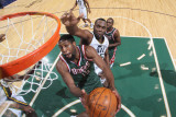 Milwaukee Bucks v Utah Jazz: Al Jefferson and John Salmons