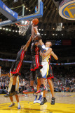 Miami Heat v Golden State Warriors: Dwayne Wade  Chris Bosh and Andris Biedrins