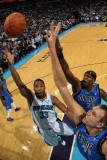 Dallas Mavericks v New Orleans Hornets: Willie Green  Brendan Haywood and Dirk Nowitzki
