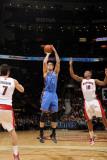 Oklahoma City Thunder v Toronto Raptors: Nenad Kristic and Demar DeRozan