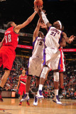 Portland Trail Blazers v Phoenix Suns: Hakim Warrick  Jared Dudley and Nicolas Batum
