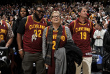 Miami Heat v Cleveland Cavaliers: Shaun Rogers  Drew Carey and Bernie Kosar