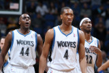 Golden State Warriors v Minnesota Timberwolves: Anthony Tolliver  Wesley Johnson and Corey Brewer