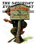 "Welcome to Elmville" Saturday Evening Post Cover  April 20 1929