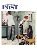 "Before the Shot" or "At the Doctor's" Saturday Evening Post Cover  March 15 1958