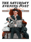"Dog in Basket" or "Stowaway" Saturday Evening Post Cover  May 15 1920