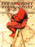 "Santa at the Map" Saturday Evening Post Cover  December 16 1939