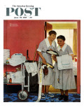 "Just Married" (hotel maids and confetti) Saturday Evening Post Cover  June 29 1957