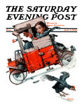 "Look Out Below" or "Downhill Daring" Saturday Evening Post Cover  January 9 1926