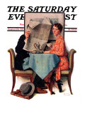 "Breakfast Table" or "Behind the Newspaper" Saturday Evening Post Cover  August 23 1930