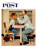 "At the Optometrist" or "Eye Doctor" Saturday Evening Post Cover  May 19 1956