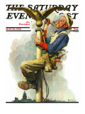 "Gilding the Eagle" or "Painting the Flagpole" Saturday Evening Post Cover  May 26 1928