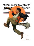 "Fleeing Hobo" Saturday Evening Post Cover  August 18 1928