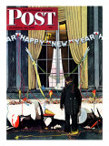 "Party's Over" or "Happy New Year" Saturday Evening Post Cover  December 29 1945