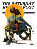 "Little Spooners" or "Sunset" Saturday Evening Post Cover  April 24 1926