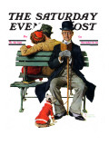"Overheard Lovers" (man on park bench) Saturday Evening Post Cover  November 21 1936