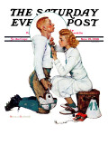 "Letter Sweater" (boy & girl) Saturday Evening Post Cover  November 19 1938