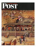"Commuters" (waiting at Crestwood train station) Saturday Evening Post Cover  November 16 1946
