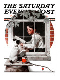 "Dog Outside" or "Patient Friend" Saturday Evening Post Cover  June 10 1922