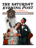"Courting under the Clock at Midnight" Saturday Evening Post Cover  March 22 1919