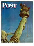 "Working on the Statue of Liberty" Saturday Evening Post Cover  July 6 1946
