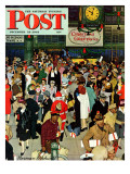 "Union Train Station  Chicago  Christmas" Saturday Evening Post Cover  December 23 1944