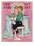 "Boy Reading his Sister's Diary" Saturday Evening Post Cover  March 21 1942