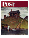 "Changing a Flat" Saturday Evening Post Cover  August 3 1946