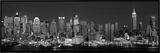 West Side Skyline at Night in Black and White  New York  USA