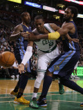 Denver Nuggets v Boston Celtics: Rajon Rondo and Nene