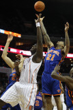 New York Knicks v Charlotte Bobcats: Wilson Chandler and Kwame Brown