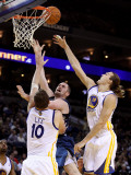 Minnesota Timberwolves v Golden State Warriors: Kevin Love  David Lee and Lou Amundson