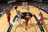 Portland Trail Blazers v San Antonio Spurs: Tony Parker  Marcus Camby and Brandon Roy