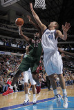 Milwaukee Bucks v Dallas Mavericks: Luc Mbah a Moute and Dirk Nowitzki